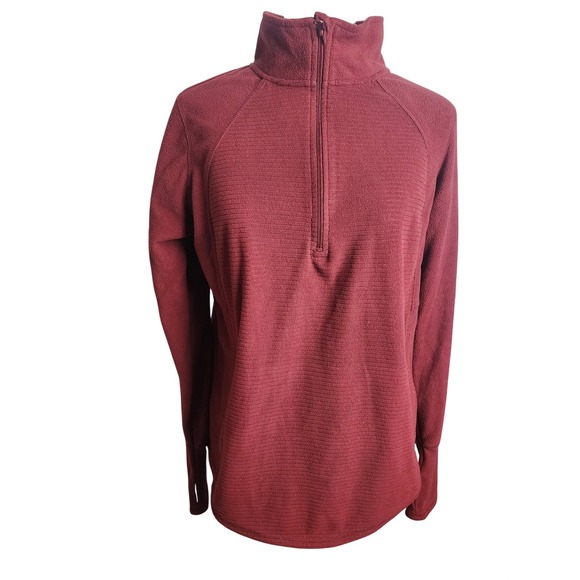 St. John's Bay Active Tops - St Johns Bay Active Womens Burgundy Quarter Zip Fleece Pullover Ribbed Medium